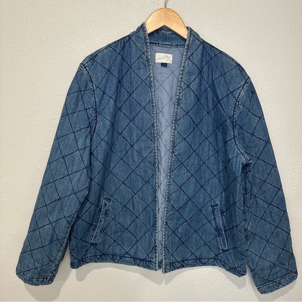 Universal Threads Open Front Quilted Denim Jacket - Picture 2 of 9